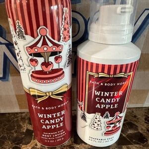 New BBW Winter Candy Apple Body Fizz Shimmer & Shapeable Soap Set